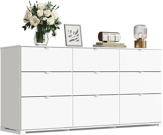 Ljustra Modern 9 Drawer Dresser Chest Large Wood Storage Organizer
