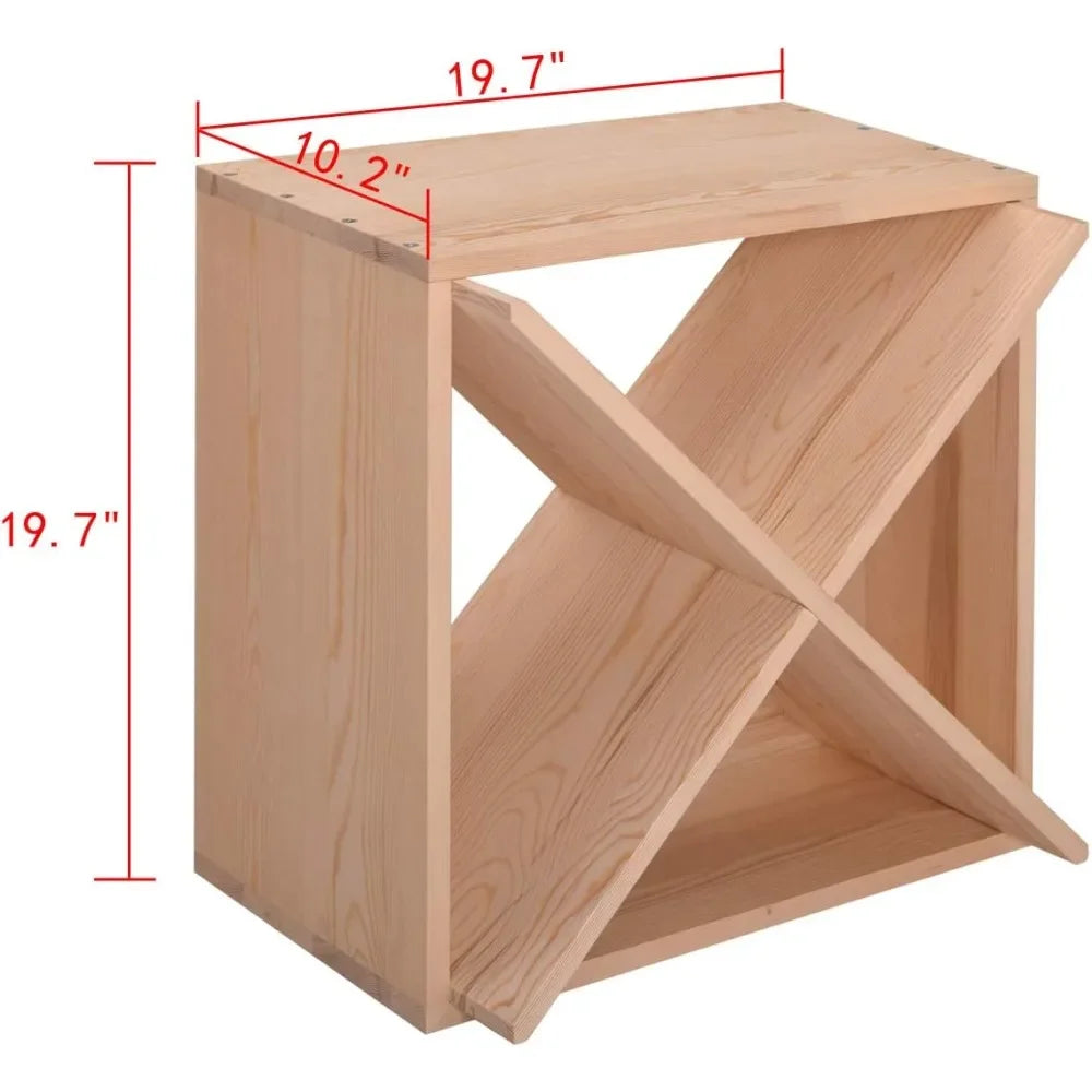 Wine Rack Wooden Countertop Storage Cube Freestanding Holder for 24 Bottles
