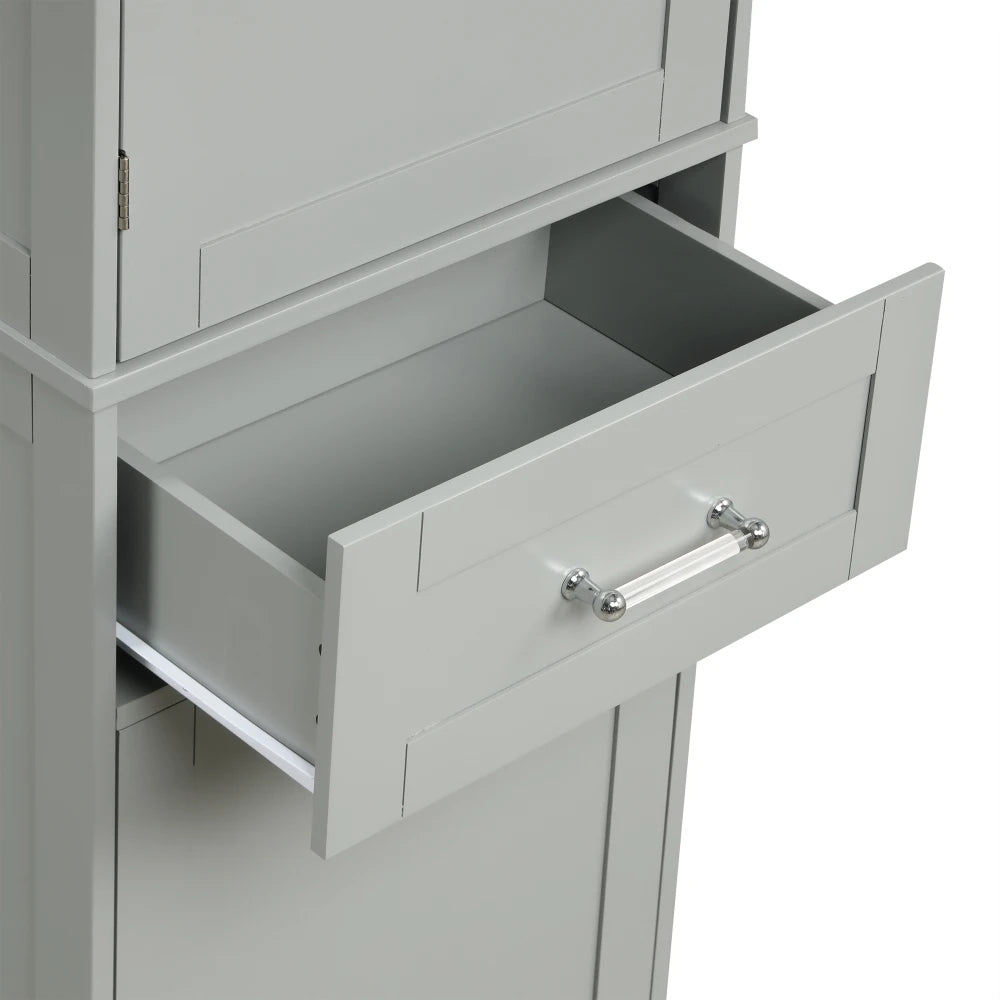 Tall Bathroom Storage Cabinet Freestanding with Adjustable Shelf and Drawers