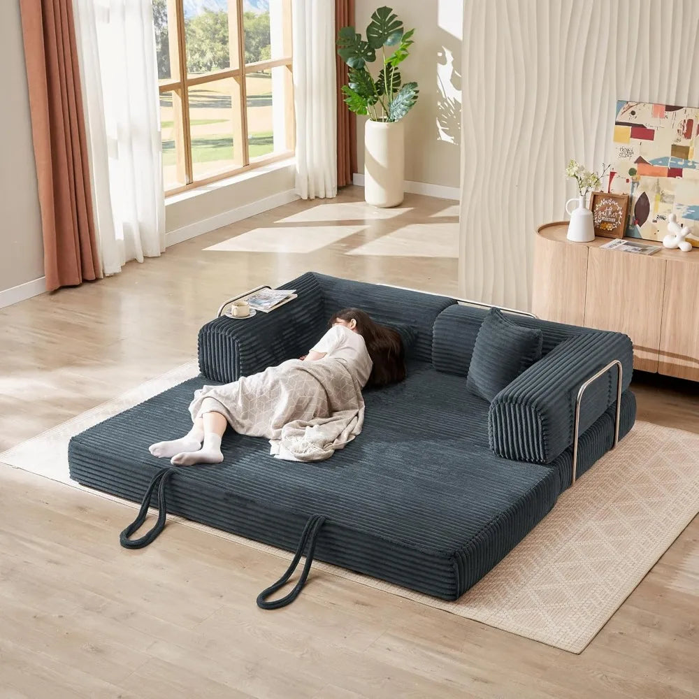 Ljustra 4-in-1 Sofa Bed Boneless Couch Oversized Corduroy Sleeper Sofa
