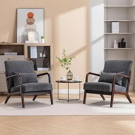 Mid Century Modern Accent Chair Corduroy Upholstered Reading Chair