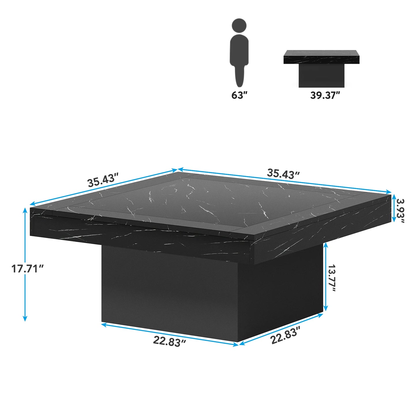 Ljustra Square LED Coffee Table Modern Minimalist Low Table for Living Room