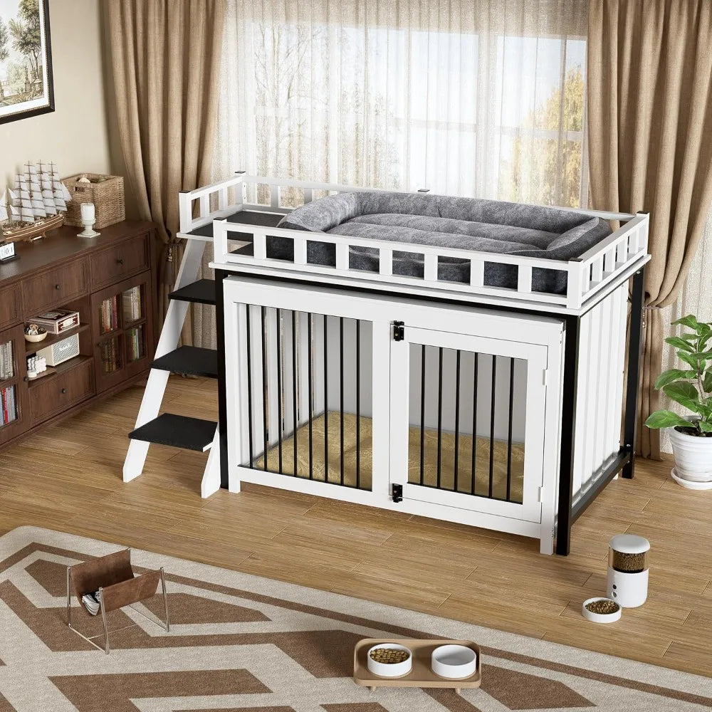 Loft Style Dog Crate Furniture Double Doors Heavy Duty Indoor Kennel