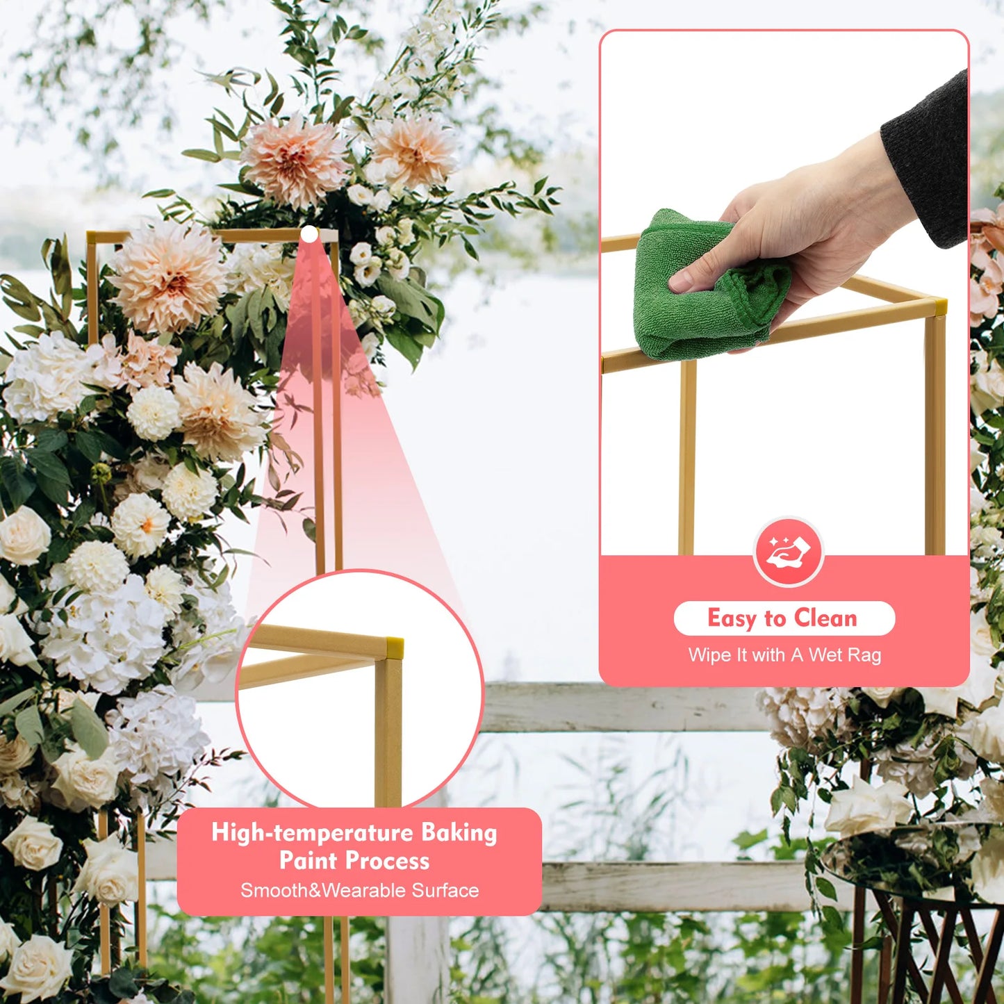 10Pcs Golden Metal Flower Vases Column Stand Wedding Decor