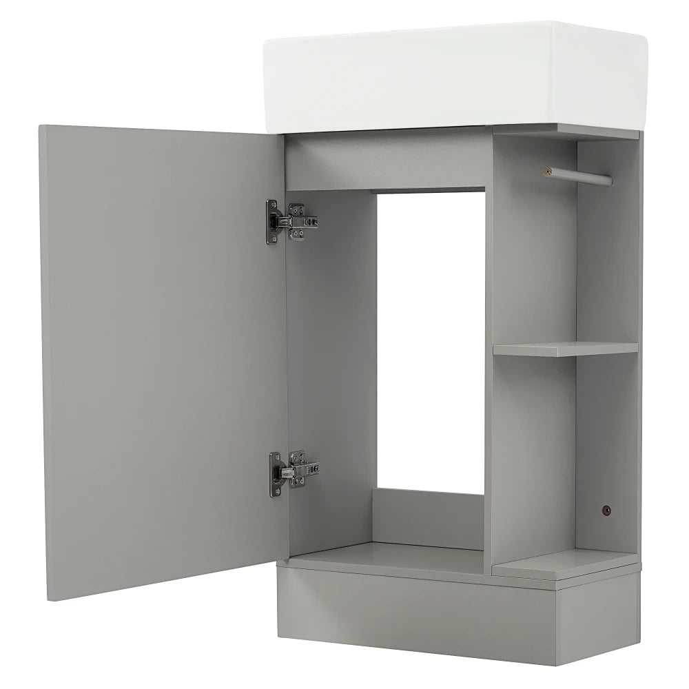 18.6 Inch Bathroom Vanity with Sink and Two-Tier Shelf Left Right Orientation