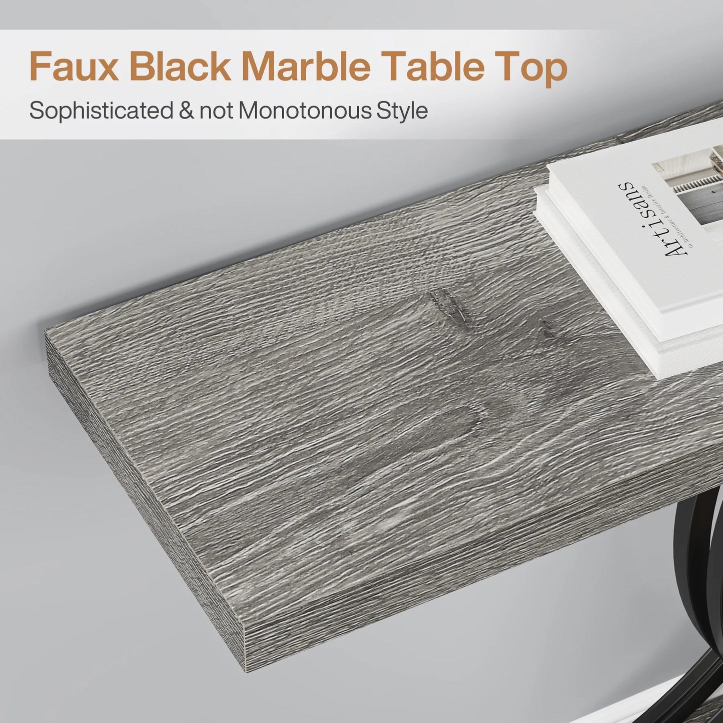 Ljustra Modern 39-Inch Console Table Faux Marble Gold Metal Legs