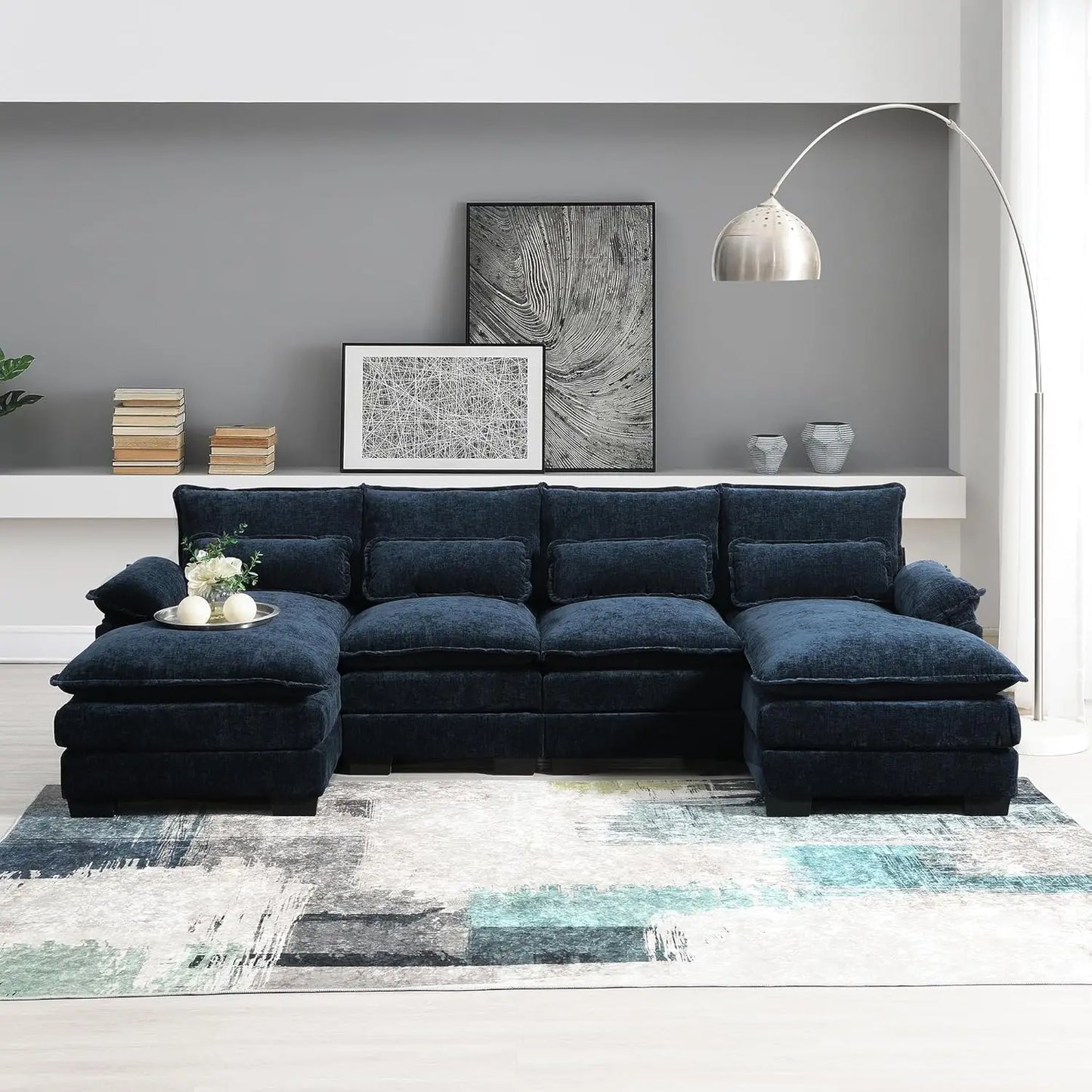 Luxury Modern U Shaped Sofa 110 Inch 4 Seater Sectional Couch