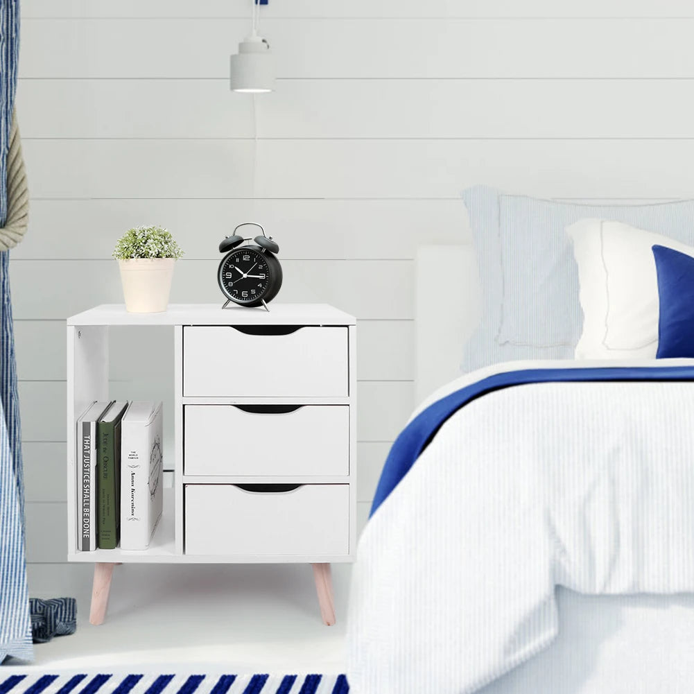 Modern Bedside Table Nightstand with Drawers Storage Organizer