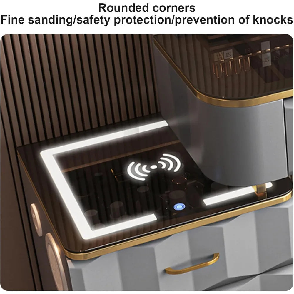 Modern Makeup Vanity Dressing Table with Side Cabinet and Chair