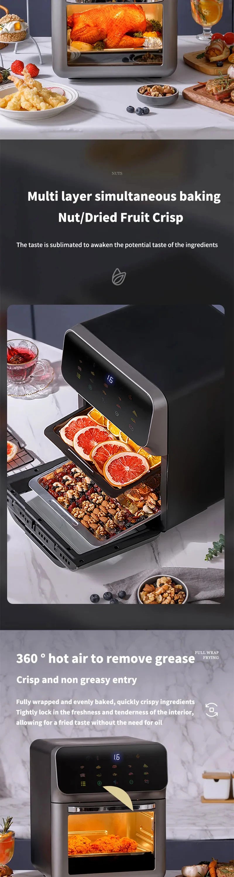 Ljustra 10L Electric Air Fryer Large Capacity Healthy Cooking Home Appliance