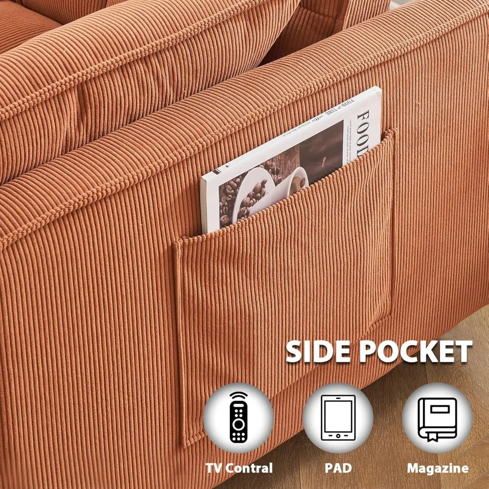 Sleeper Sofa Bed 55 Inch Convertible Loveseat Couch with Side Pockets