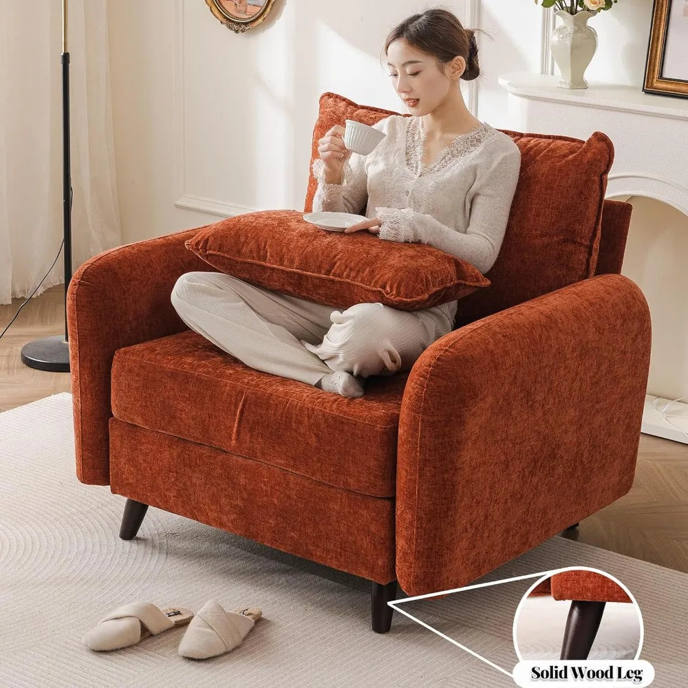 Accent Chair with Storage Comfy Upholstered Mid-Century Armchair