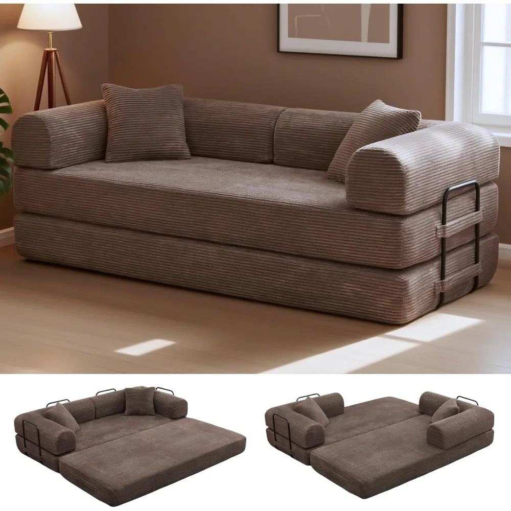 Ljustra Convertible Sofa Bed King Size Corduroy Sleeper Couch No Assembly