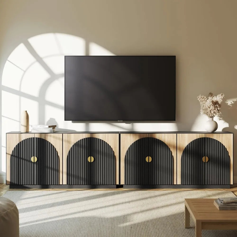 65 Inch Fluted Buffet Cabinet Storage Sideboard Console Table Dining Room