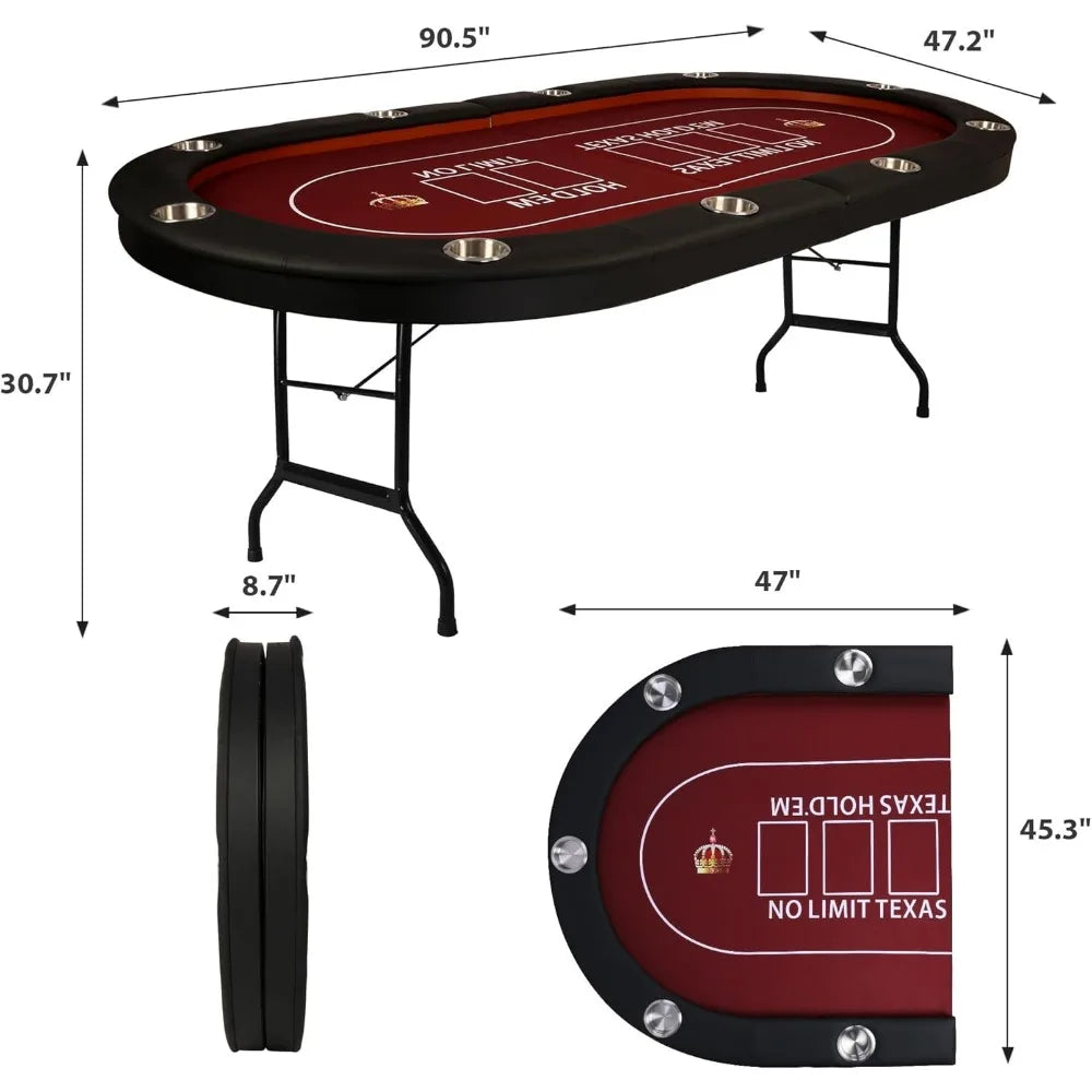 Upgrade Foldable Poker Table for 10 Players Large Casino Table