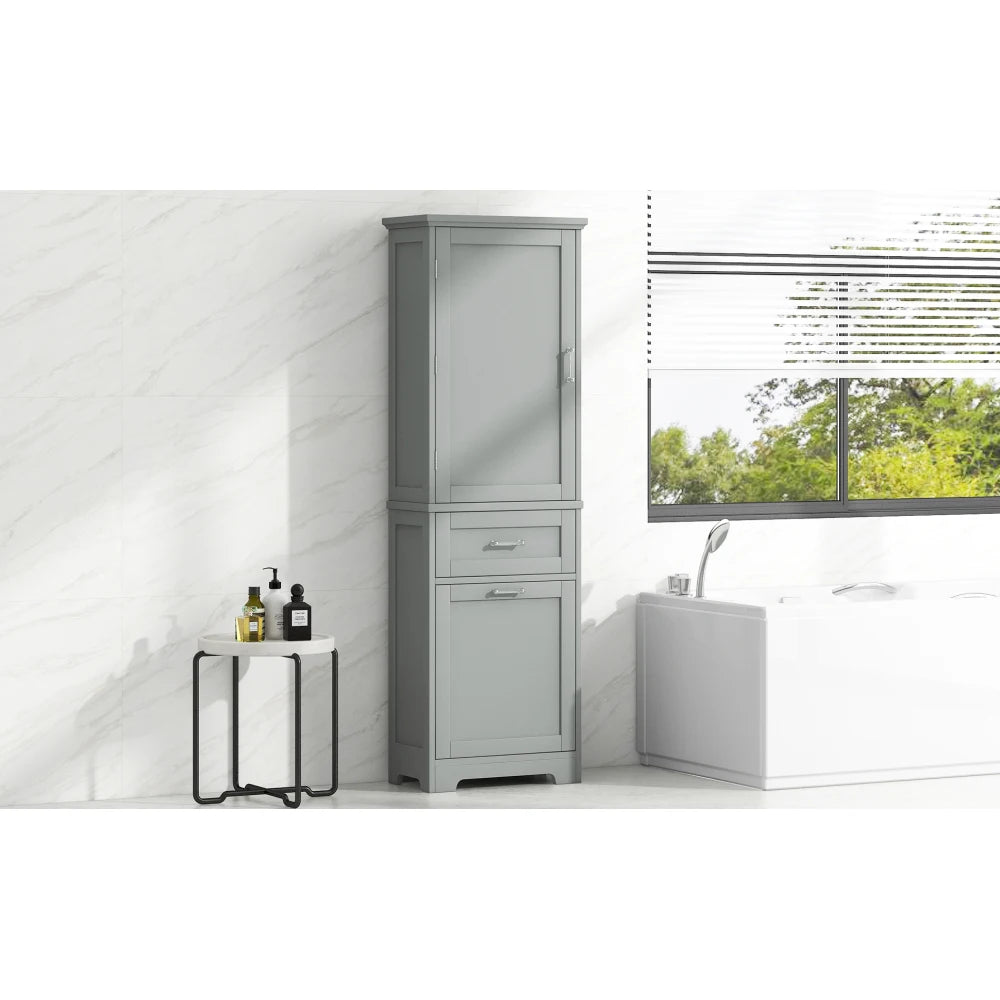 Tall Bathroom Storage Cabinet Freestanding with Adjustable Shelf and Drawers