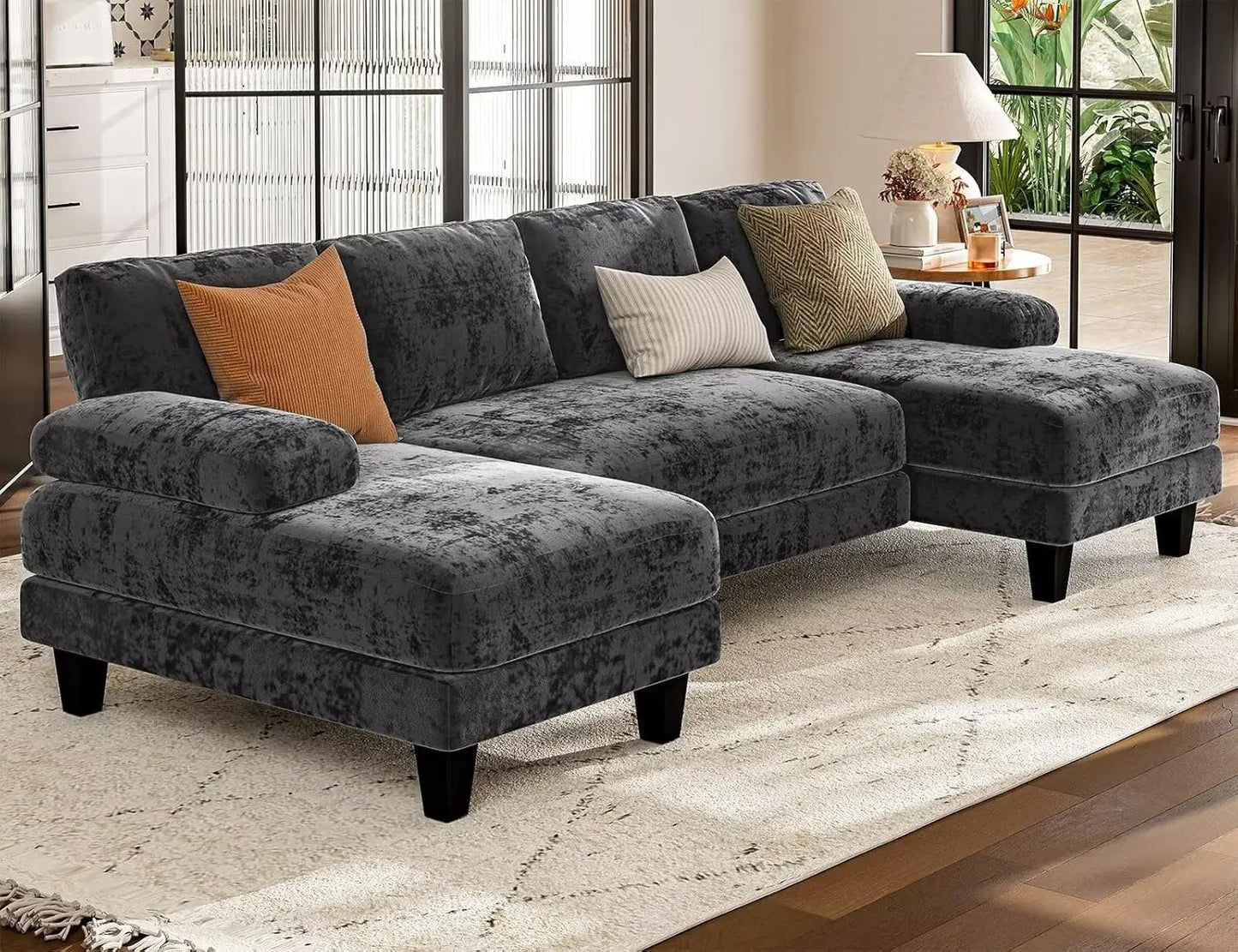 U Shaped Sectional Sofa 111 Inch Modular Couch Double Chaise Living Room