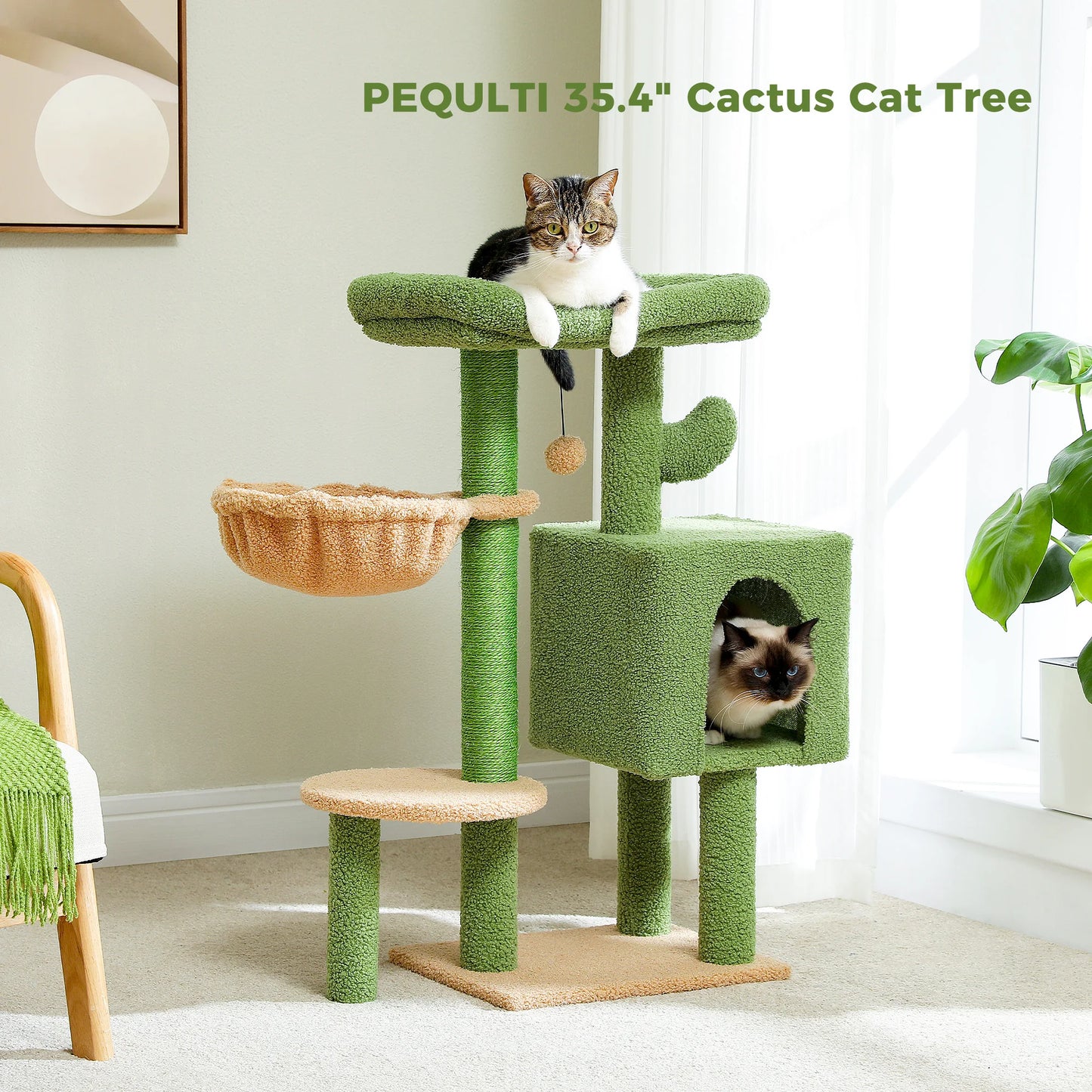 Stable Cat Tree Tower with Scratching Post Hammock Condo for Cats