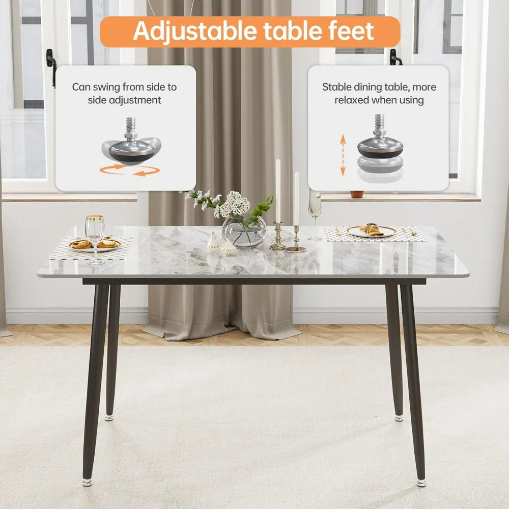 Modern Rectangular Dining Table with Sintered Stone Top for 4 People