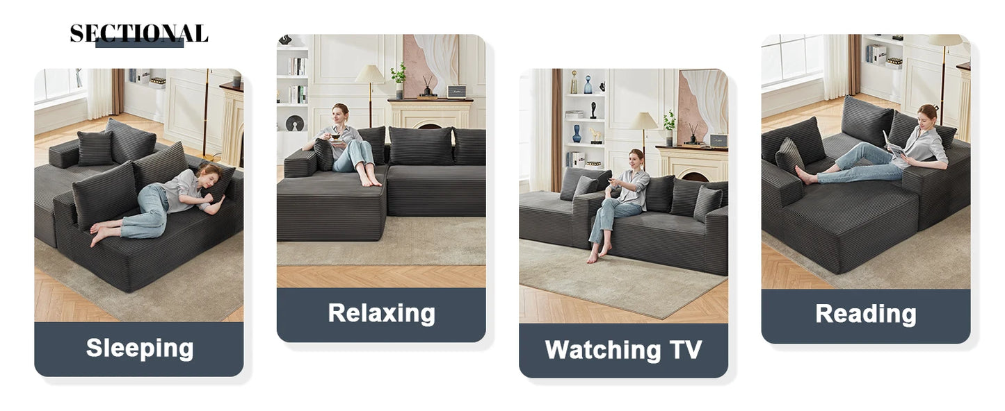 Ljustra Boneless Sectional Sofa with L-Shaped Chaise