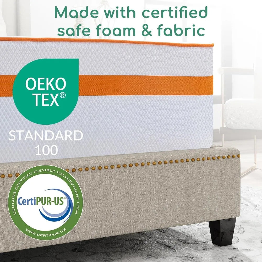 King Size 14 Inch Memory Foam Mattress for Back Pain Cooling Gel