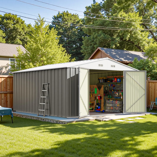 10x12 FT Metal Storage Shed Outdoor Garden Tool Utility Storage