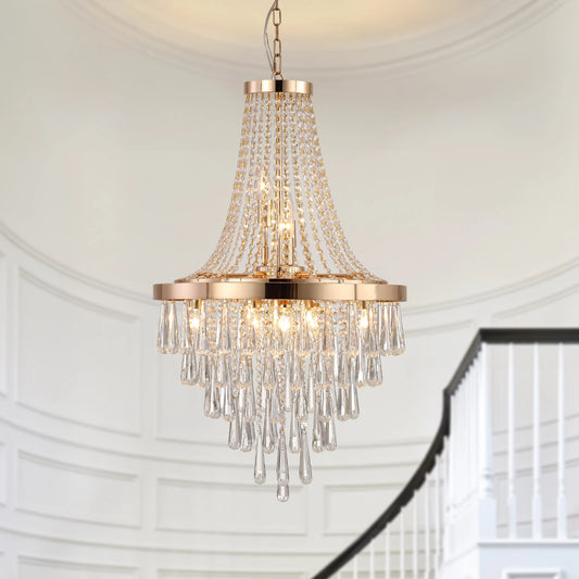 19.7-inch Crystal Chandelier Adjustable Height Modern Ceiling Light Fixture