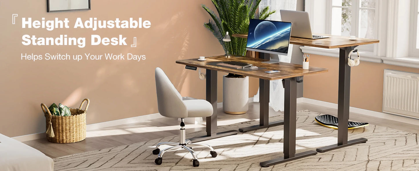 Ljustra Electric Height Adjustable Desk 63x24 Inch Ergonomic Workstation