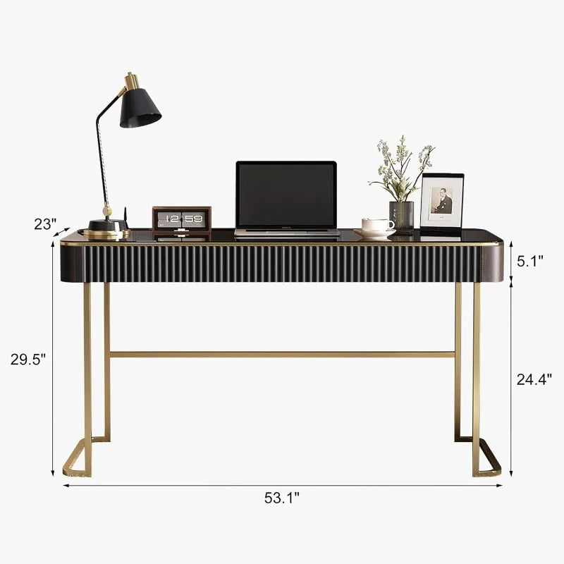 Vanity Desk with Built-in Outlet for Makeup and Home Office Use