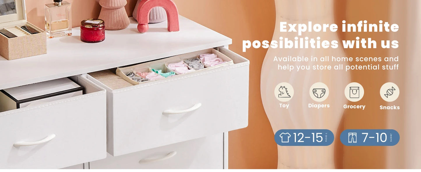 Ljustra 6 Drawer Nightstand Modern Storage Table for Bedroom Living Room