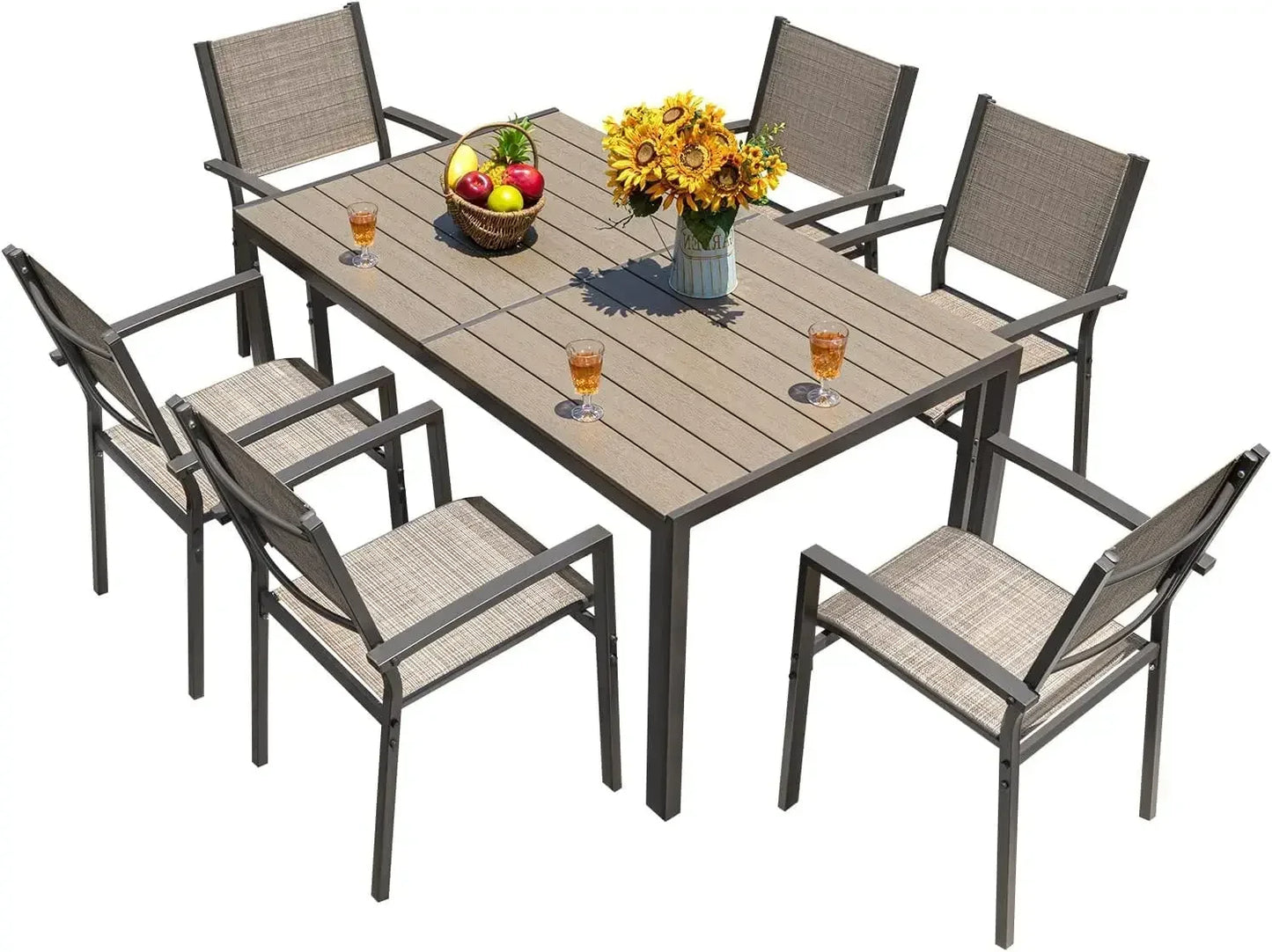 Patio Dining Set 7 Pieces Outdoor Furniture Table and Chairs