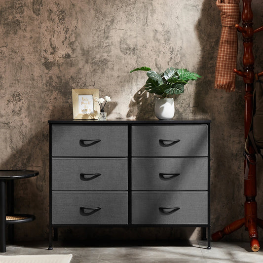 Ljustra 6 Drawer Nightstand Modern Storage Table for Bedroom Living Room