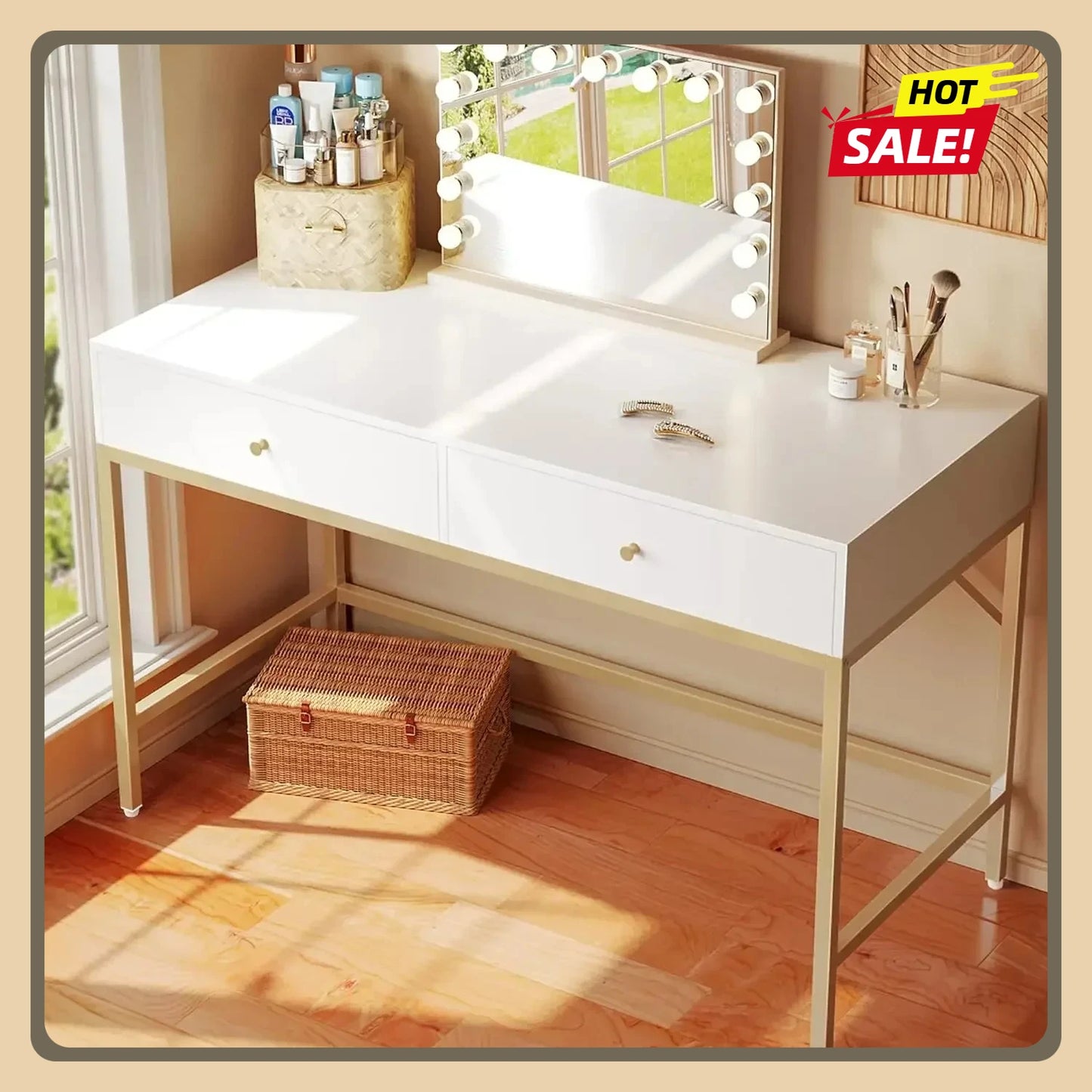 Modern Vanity Desk with Drawers Makeup Computer Desk for Home Office