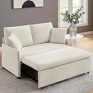 55 Inch Convertible Sleeper Sofa Bed Adjustable Backrest Futon Couch