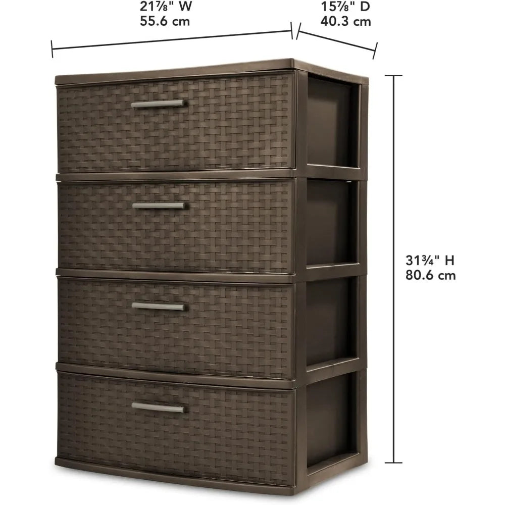 Ljustra Wide Weave Tower 4 Drawer Storage Organizer Unit