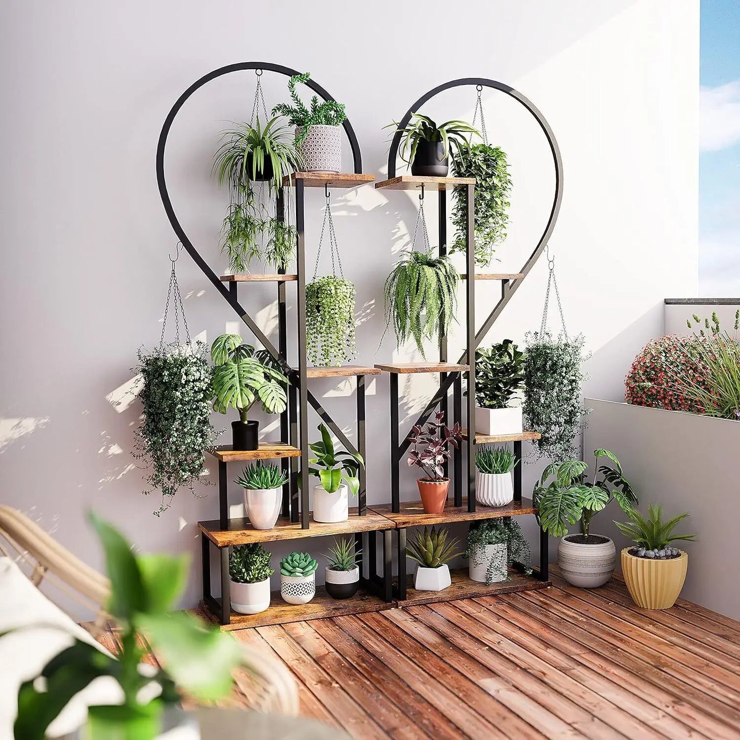 6 Tier Heart Shaped Plant Stand Storage Rack for Garden Living Room