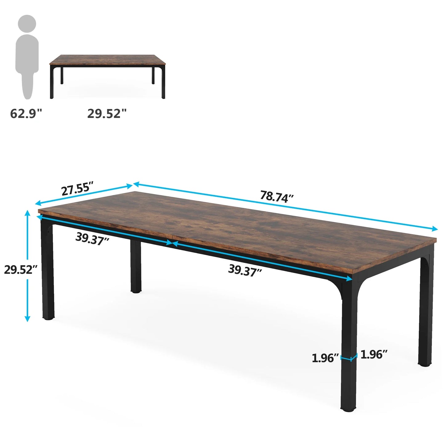 Ljustra 78.7 Inch Extra Long Computer Desk for Home Office Workstation