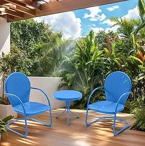 Ljustra Retro Metal Patio Bistro Set 3 Pieces Outdoor Seating