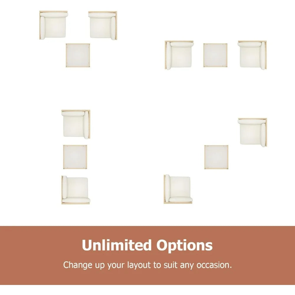 3 Piece Outdoor Patio Furniture Set All-Weather Wicker Sofa