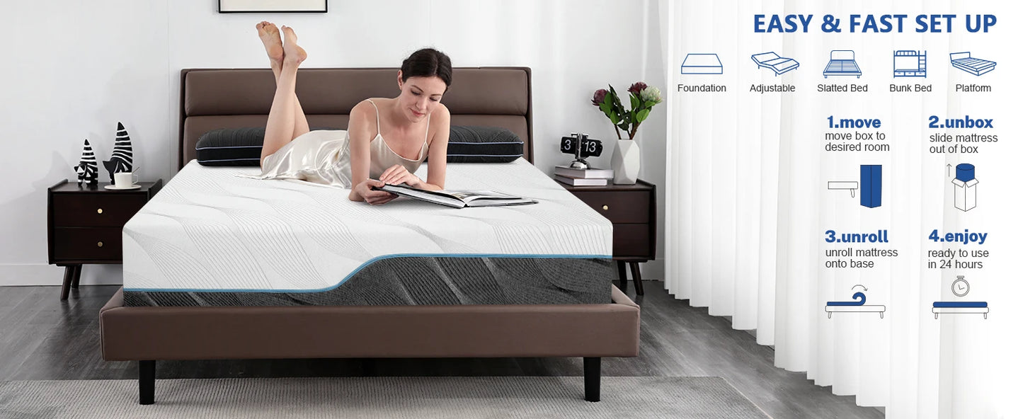 Ljustra 10 Inch Queen Mattress Medium Firm Dual Sided Flip Mattress