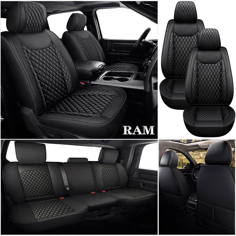 Deluxe PU Leather Car Seat Covers for Dodge Ram 2009-2021 1500 2500 3500
