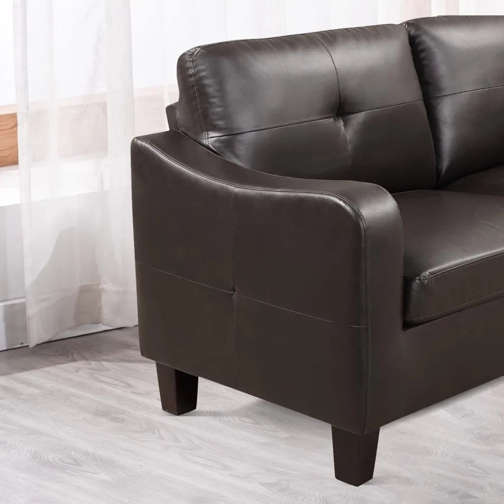 Modern Faux Leather Loveseat Sofa for Small Spaces Living Room