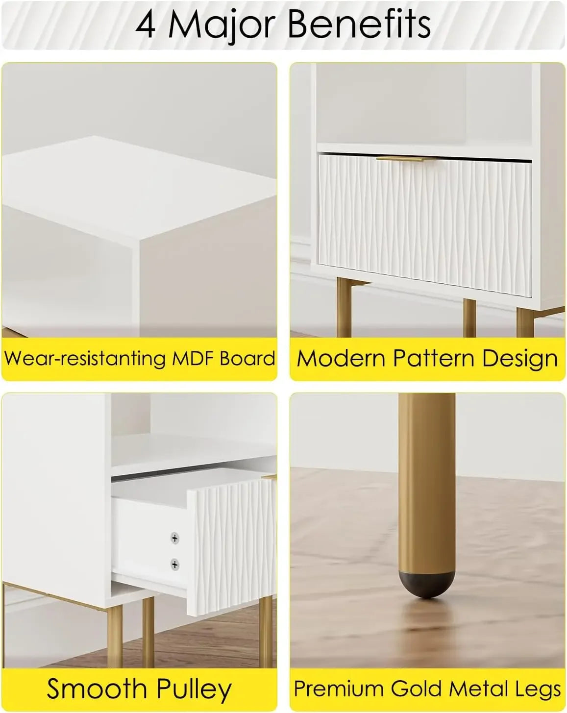 Modern Bedside Table with Storage Drawer Small Nightstand End Table
