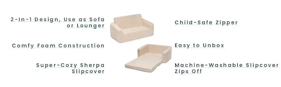 Ljustra Convertible Sofa Lounger for Kids 2-in-1 Foldable Chair