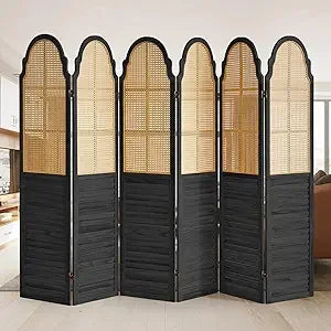 4 Panel Rattan Room Divider Folding Screen Privacy Partitions Modern