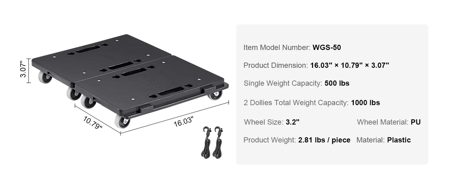 Ljustra 2 Pack Furniture Mover Dolly Trolley 500 lbs Small Flat Cart