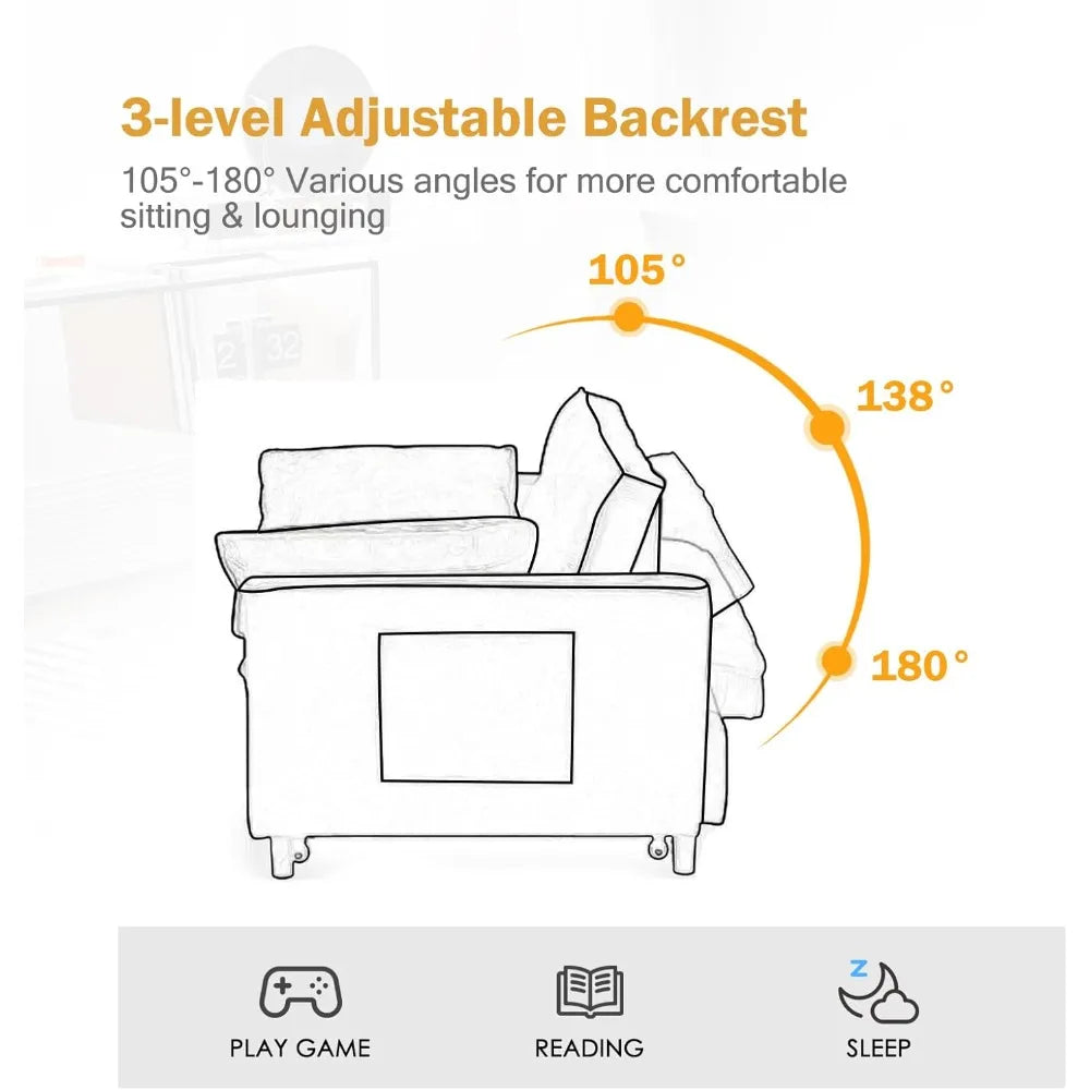 Ljustra 3-in-1 Sleeper Sofa Bed Velvet Pull-Out Couch with Storage