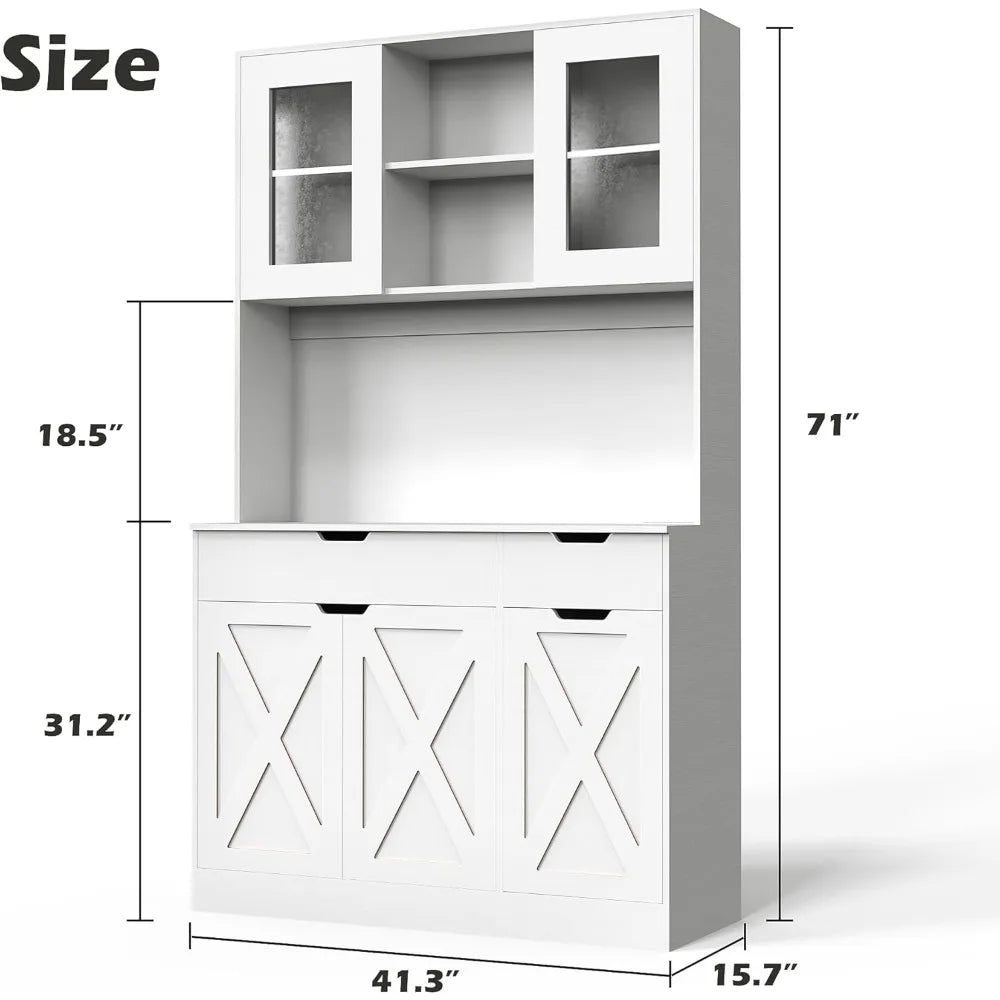 Kitchen Pantry Storage Cabinet Large Farmhouse Hutch Cabinet Microwave Stand