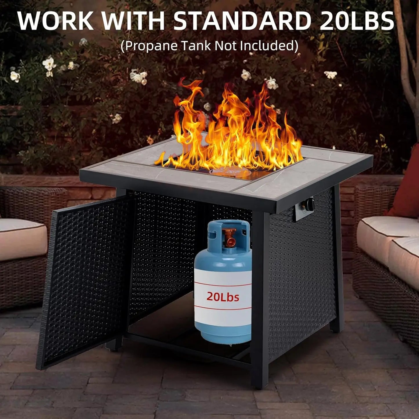 28 Inch Outdoor Fire Pit Table 50000 BTU Propane Fire Pit for Patio