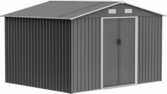 10X8 FT Outdoor Storage Shed Metal Tool Storage with Lockable Doors